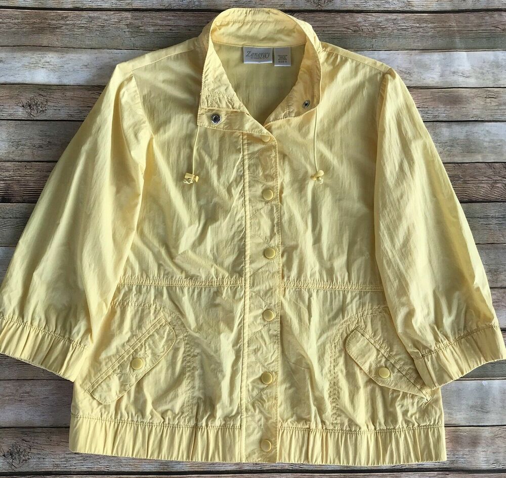 Zenergy by Chicos Women’s Size 0 Bright Yellow Windbreaker Button Up Jacket